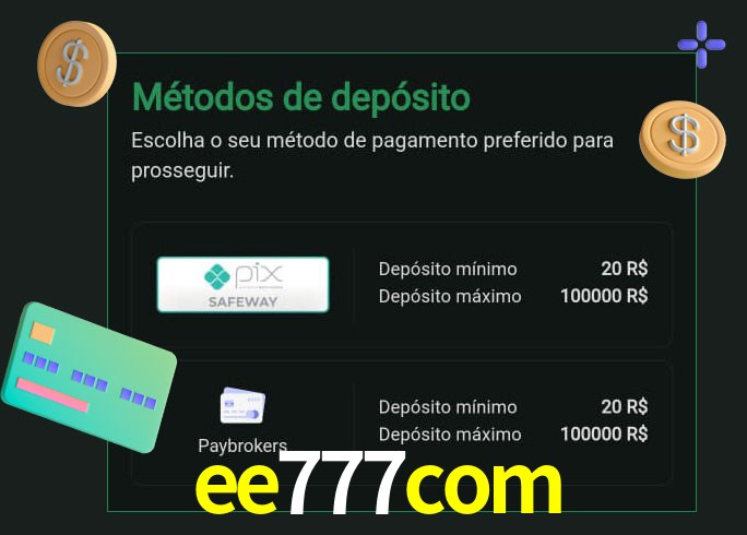 O cassino ee777com oferece uma grande variedade de métodos de pagamento